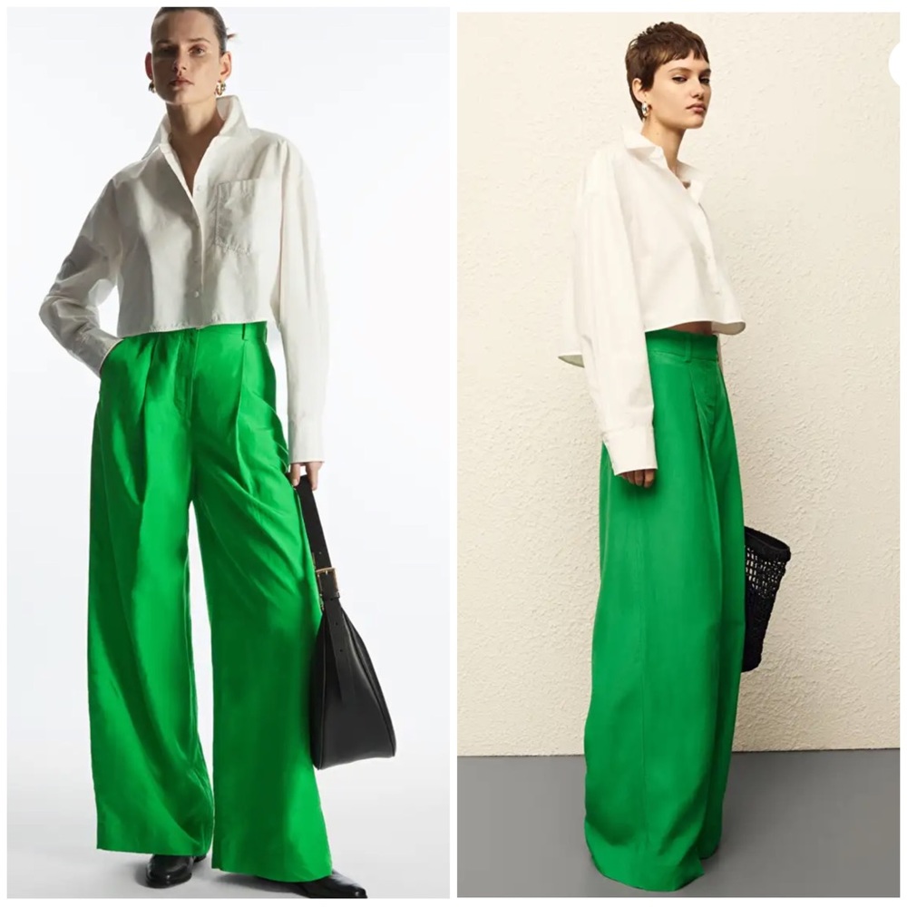 COS wide leg high waisted pant NWT size 6 bold green grass